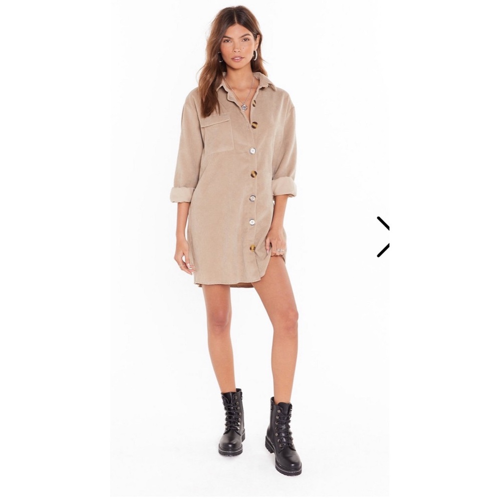 NEW WITH TAGS. Nasty Gal Brown Corduroy Shirt Dress. Never worn.